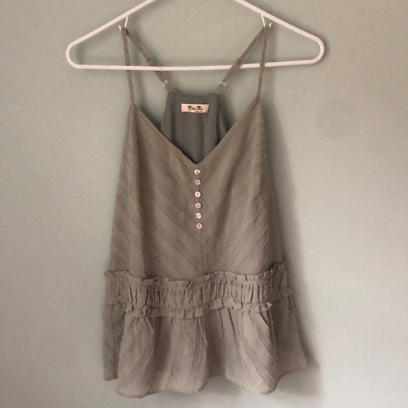 Miss Me Green Peplum Spaghetti Strap Top - Picture 1 of 6